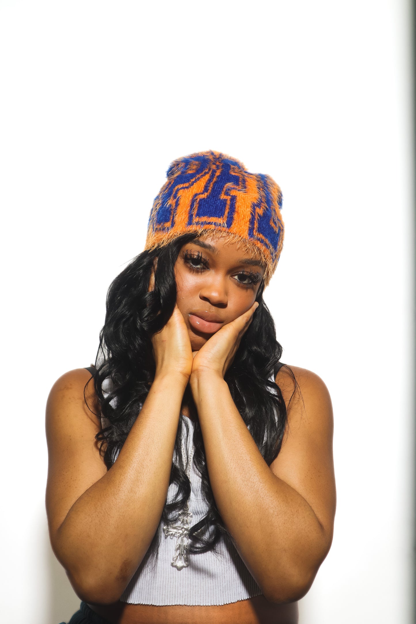 ORANGE MOHAIR SPFLY BEANIE