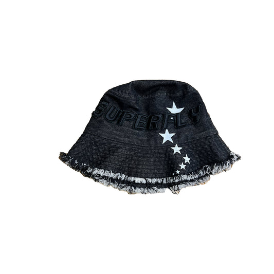 BLACK DENIM BUCKET HAT